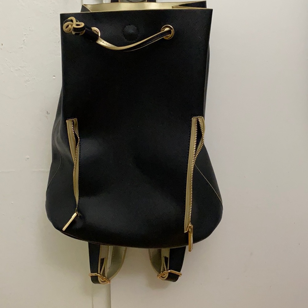 Nieman Marcus Two toned Backpack Black and Gold